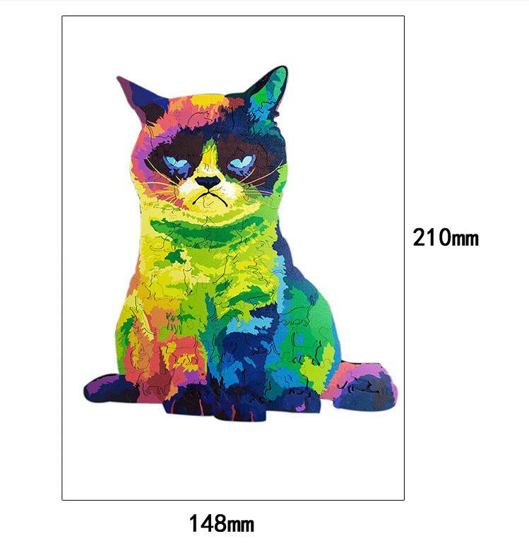 Irregular Rainbow Cat Uncomfortable Cat Wooden Puzzle Board Intelligence Development Toy