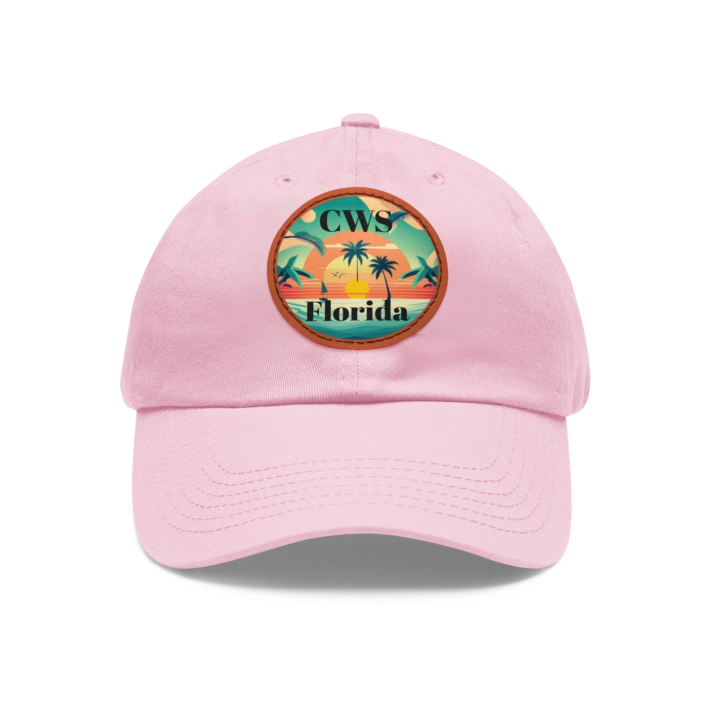 CWS Florida Palm Beach Dad Hat with Leather Patch (Round) By Cozy Winter Store (ships within USA only)