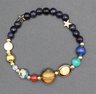 Universum Galaxie Acht Planeten Sonnensystem Schutzstern Naturstein Perlen Armband