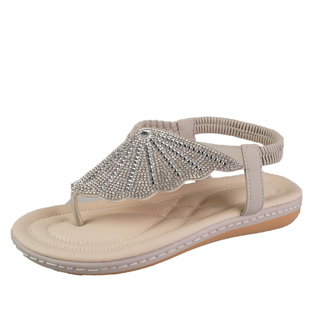 Neu Strass Shell Flip-Flops Sandalen Sommer Strand Schuhe Für Frauen Mode Lässig Niedrigen Ferse Flache