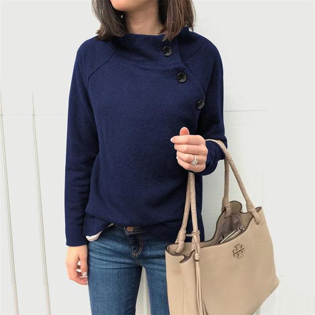 Buttoned casual long-sleeved thermal sweater