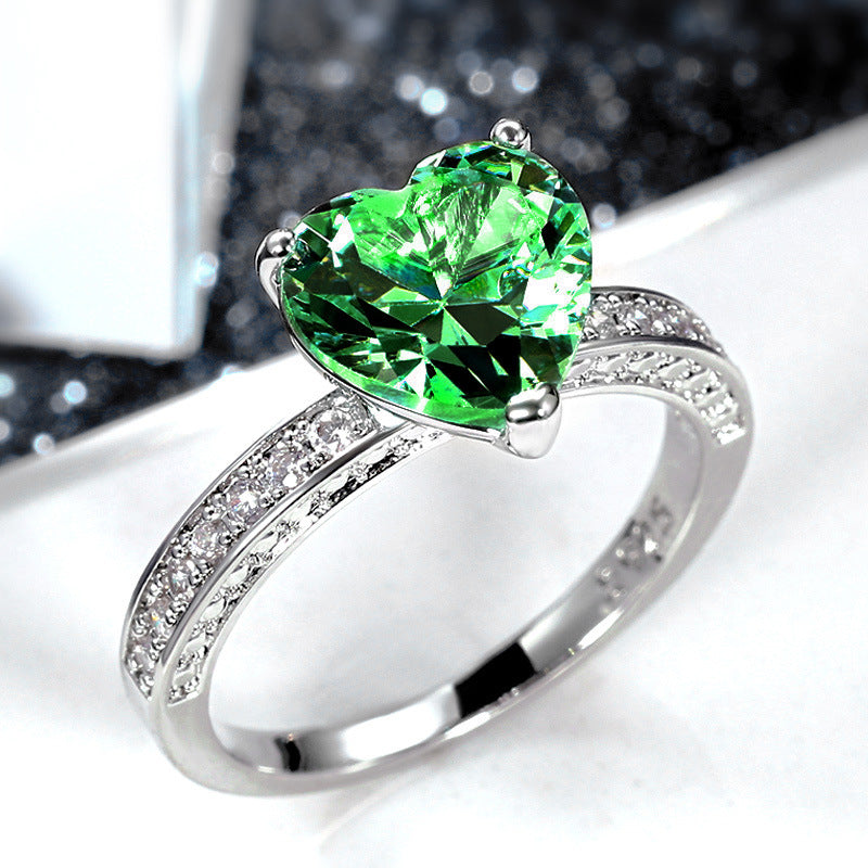 Inlaid AAA Heart-shaped Zircon Ring