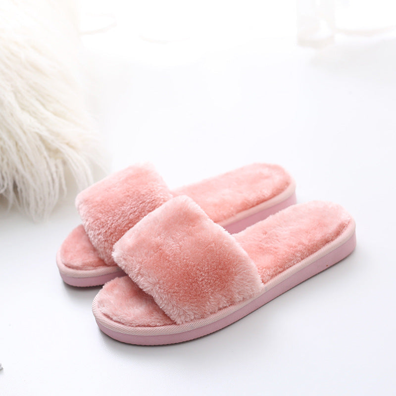 PlushEase: Solid color plush slippers for simple and cozy comfort.