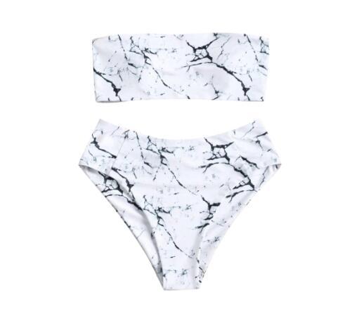 Women Wrapped Marble Printed Swimsuit Bikini Split Sexy Bikini Set