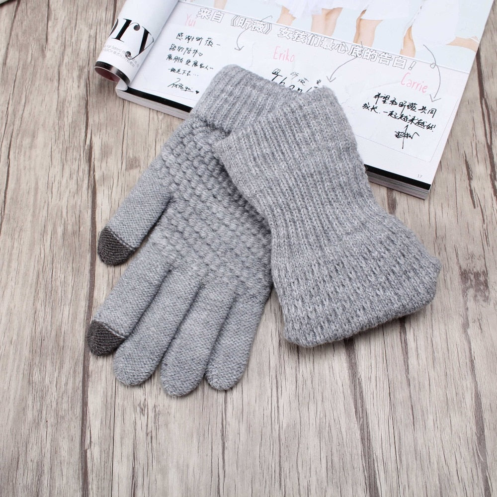 Miya Mona Heißer Verkauf Neue Frauen Warme Winter Gestrickte Vollfinger Handschuhe Fäustlinge Mädchen Weibliche Feste Wollhandschuhe Bildschirm Luvas