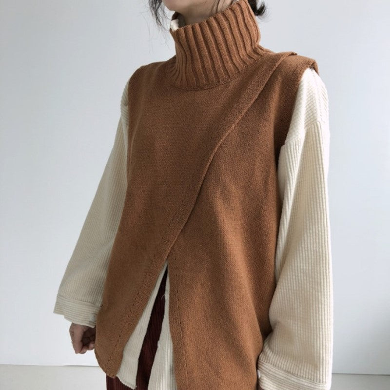 Turtleneck knitted vest vest sweater