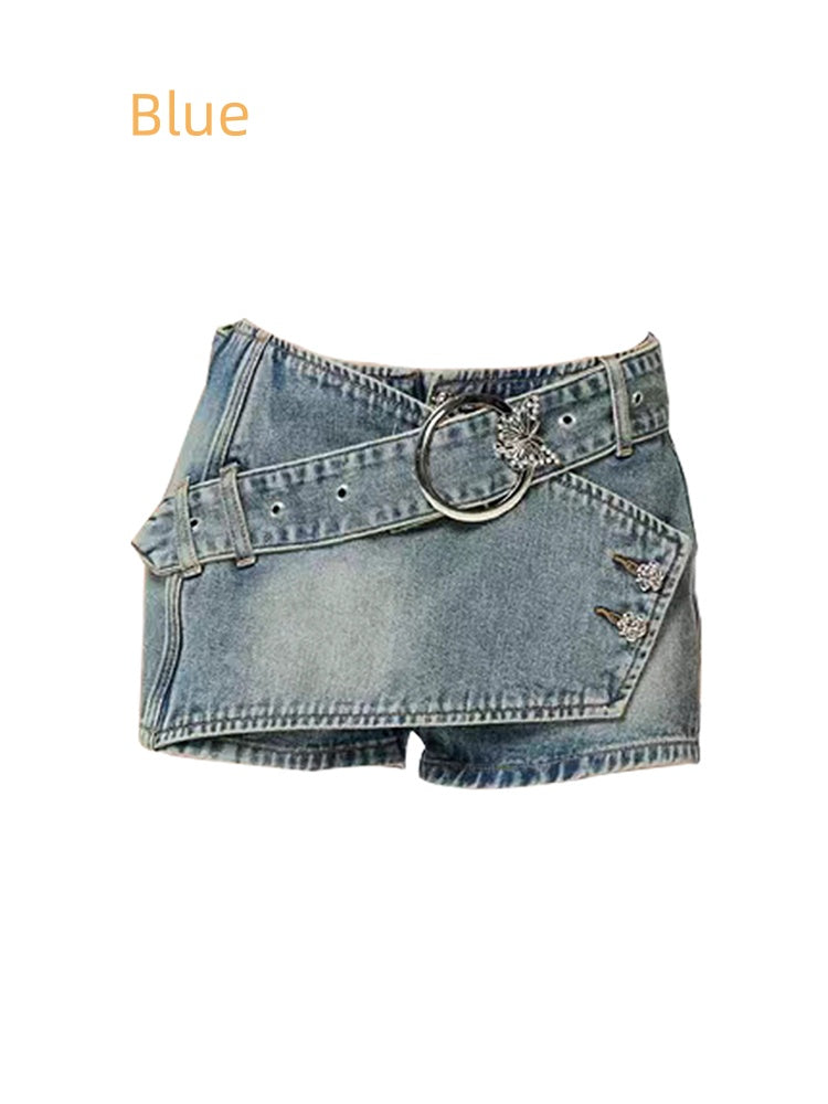 Retro Spicy Girl Denim Skirt Female Y2g Denim Skirt Design Sense Niche Sweet Spicy Sheath