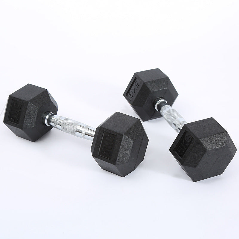 Fitness Hexagonal Rubberized Fixed Dumbbell