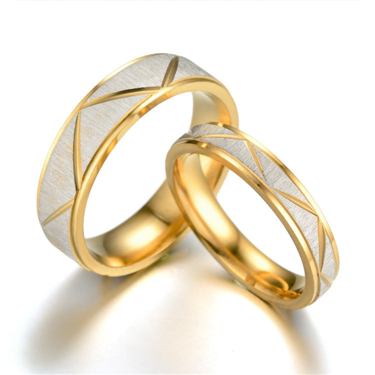 Titanstahl-Paarring 24K Gold Edelstahlring