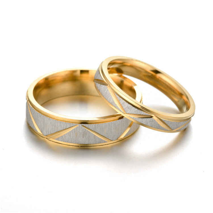 Titanstahl-Paarring 24K Gold Edelstahlring