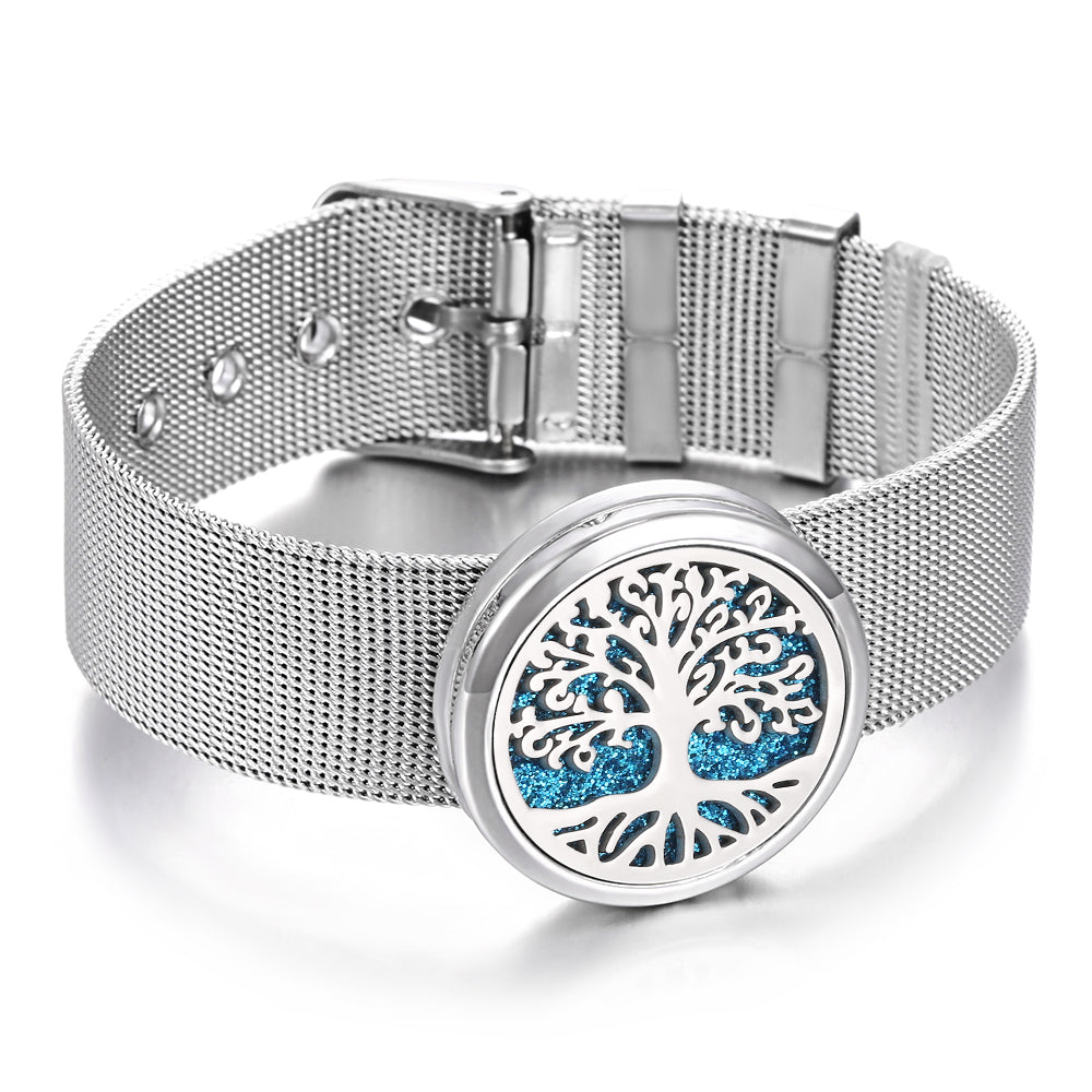 Essence Elysium: Aromatherapie-Armband und Parfümdiffusor aus Edelstahl.