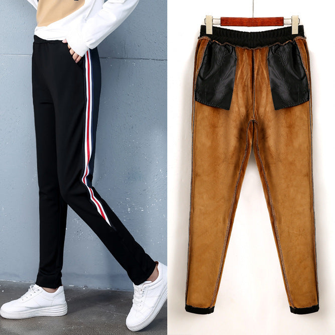 autumn and winter new style, cashmere and thick sports trousers, women's casual pants