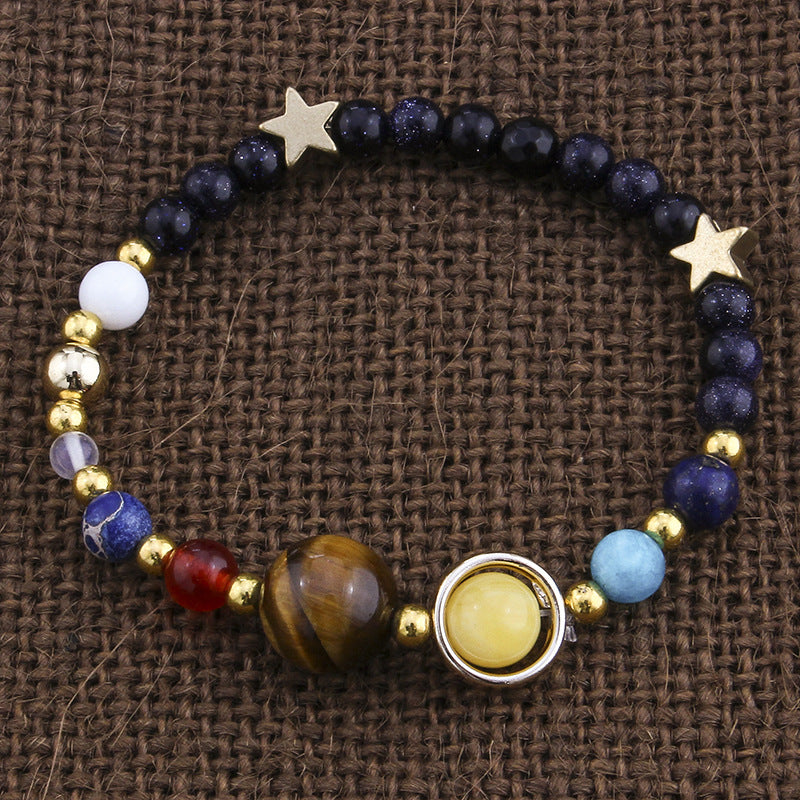 Universum Galaxie Acht Planeten Sonnensystem Schutzstern Naturstein Perlen Armband