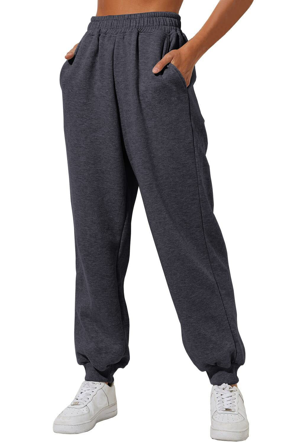 Comfort Chic: Women's High Waist Loose Track Pants - Casual Jogger with Belt Pocket