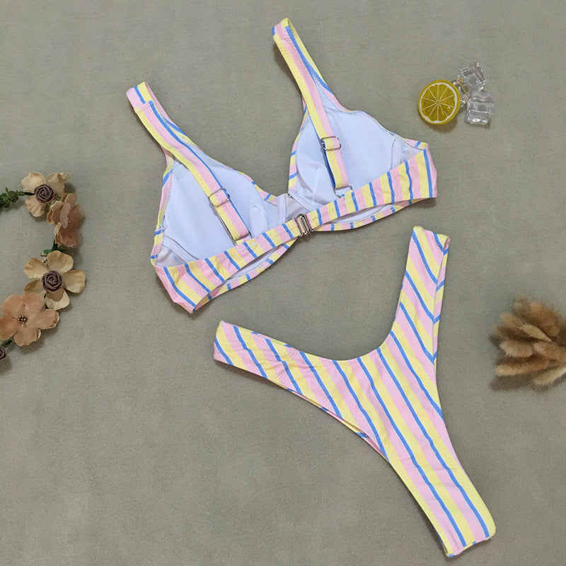 Striped print bikini women