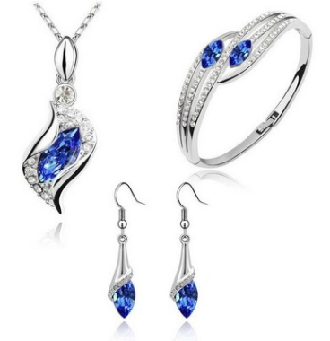 New Angel Elf Earrings Necklace Bracelet Three-piece Austria Crystal Alloy Jewelry Set Wholesale