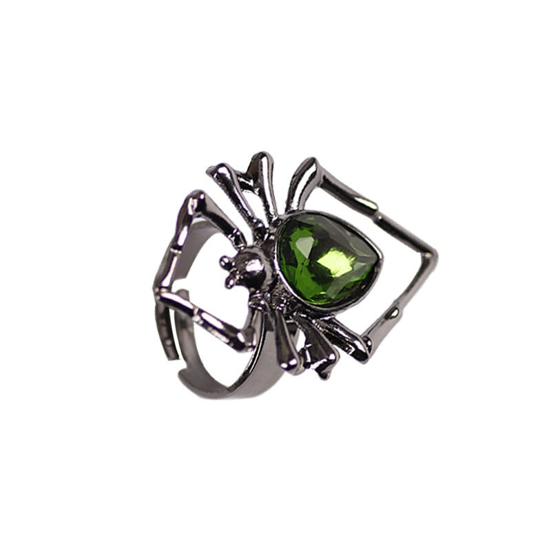 Retro Mode Tier Ring Kreative Schwarze Spinne Intarsien Strass