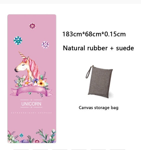 Natural Rubber Suede Yoga Mat Printed Folding