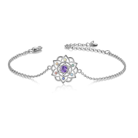 Armband mit Chakra-Yoga-Lotus-Anhänger aus Sterlingsilber