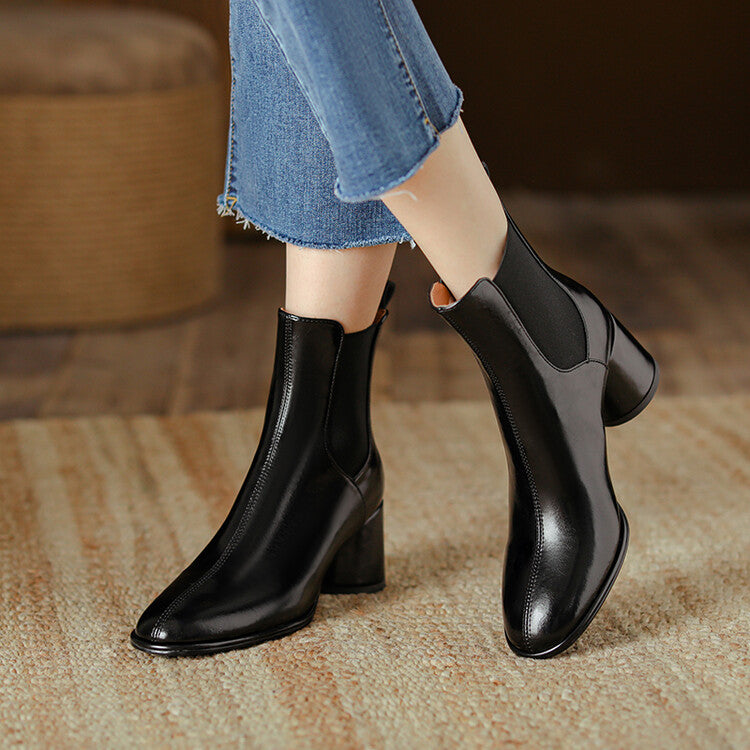 He And Her Sweet Joint British Style Chunky High-heeled Ankle Boots