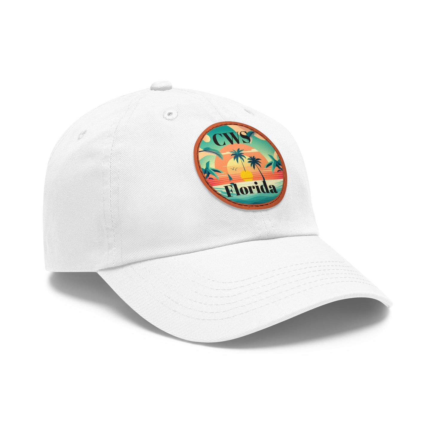 CWS Florida Palm Beach Dad Hat with Leather Patch (Round) By Cozy Winter Store (ships within USA only)