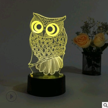 Led night light owl 3D table lamp can touch colorful