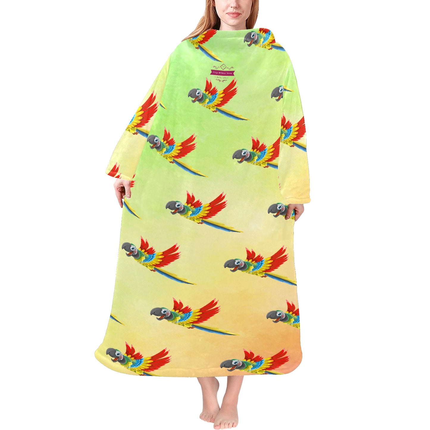 CWS Cozy Vibe Exotic Parrot Blanket Robe, Oversized Hoodie with Sleeves for Adults by Cozy Winter Store.