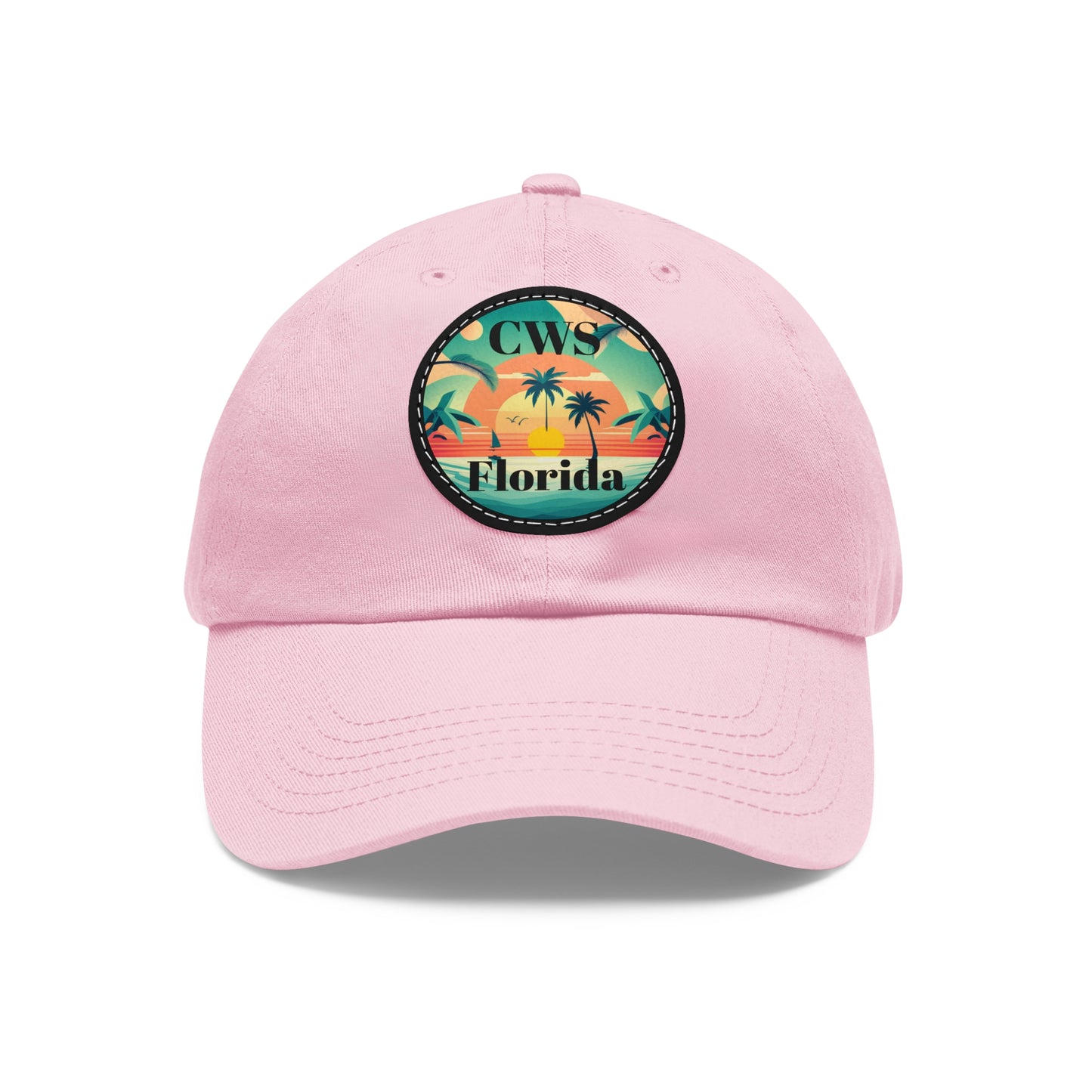 CWS Florida Palm Beach Dad Hat with Leather Patch (Round) By Cozy Winter Store (ships within USA only)