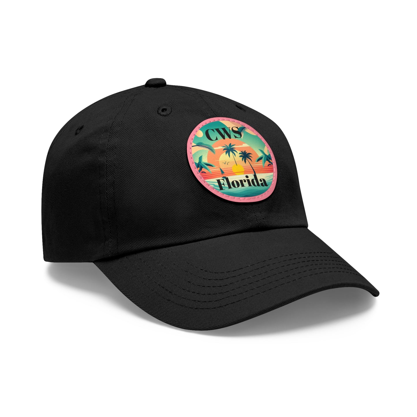 CWS Florida Palm Beach Dad Hat with Leather Patch (Round) By Cozy Winter Store (ships within USA only)