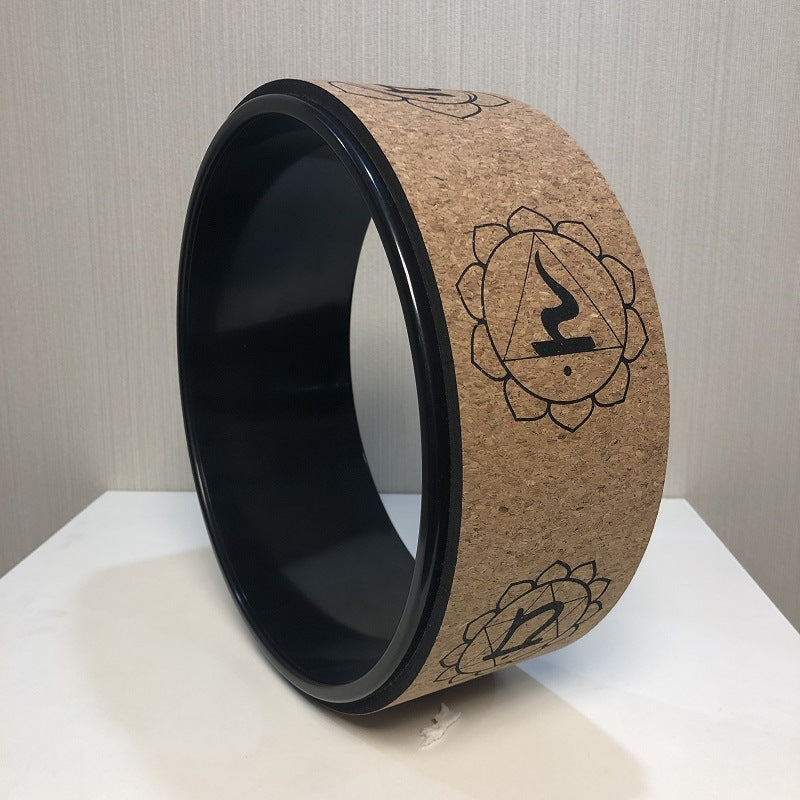 Cork Yoga Wheel Wood Grain Printing Hoop