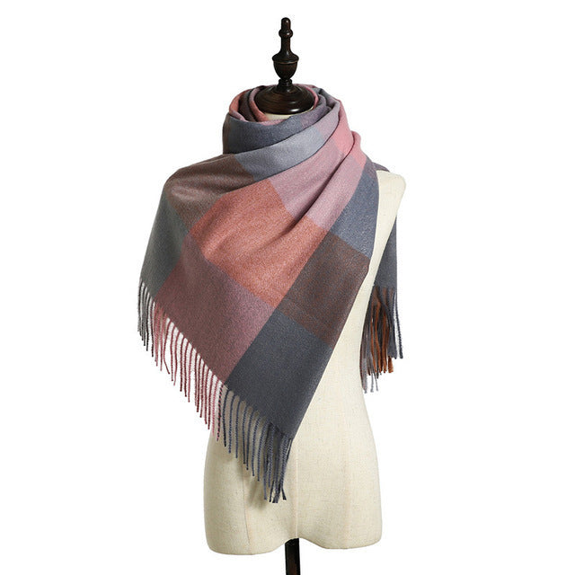 Winter Women's Plaid Scarf Shawl