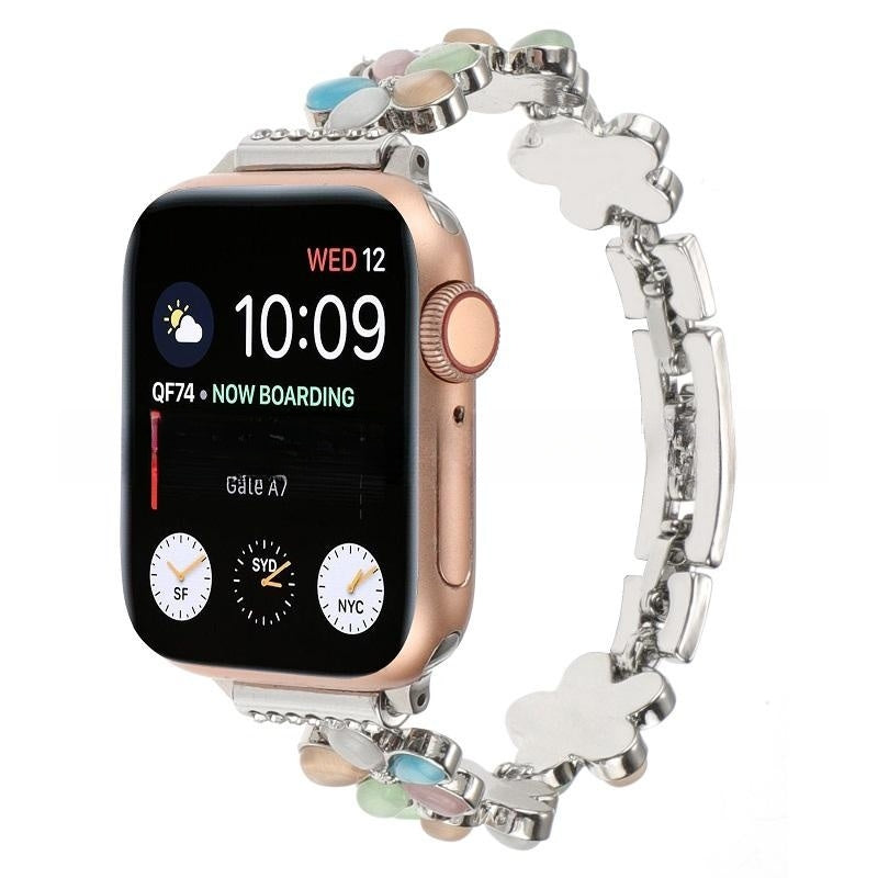 Odpowiedni metalowy łańcuszek ze stopu cynku z pięcioma płatkami kwiatu Apple Watch8SE765432