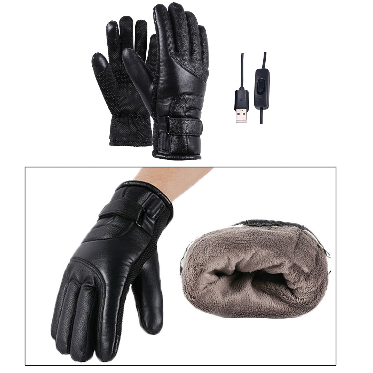 Winterhandschuhe, elektrisch beheizbare Handschuhe, wasserdicht, winddicht, warmer Heizbildschirm, USB-betriebene beheizbare Handschuhe