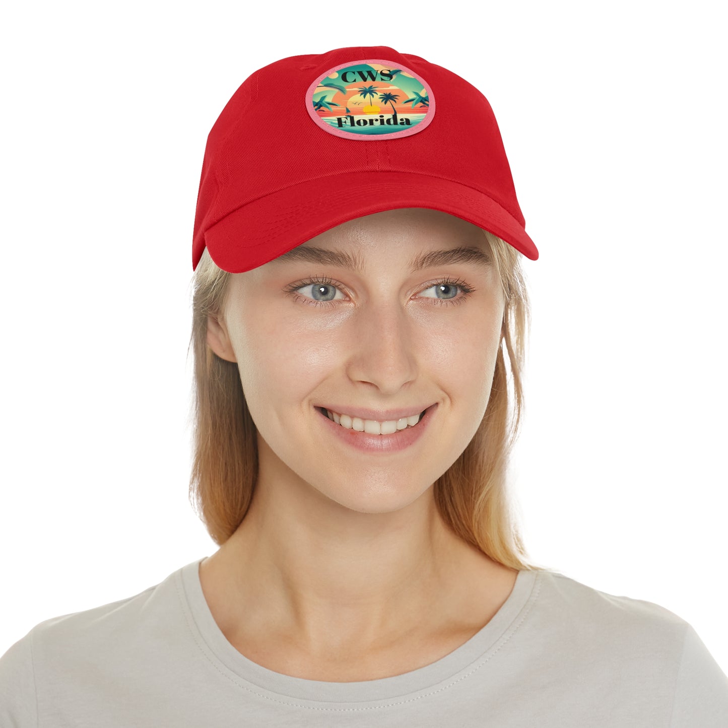 CWS Florida Palm Beach Dad Hat with Leather Patch (Round) By Cozy Winter Store (ships within USA only)