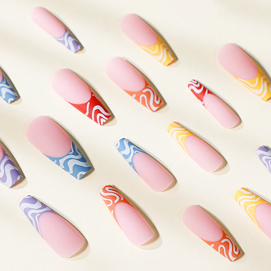 Rainbow Wave Fake Nails Nail Stickers