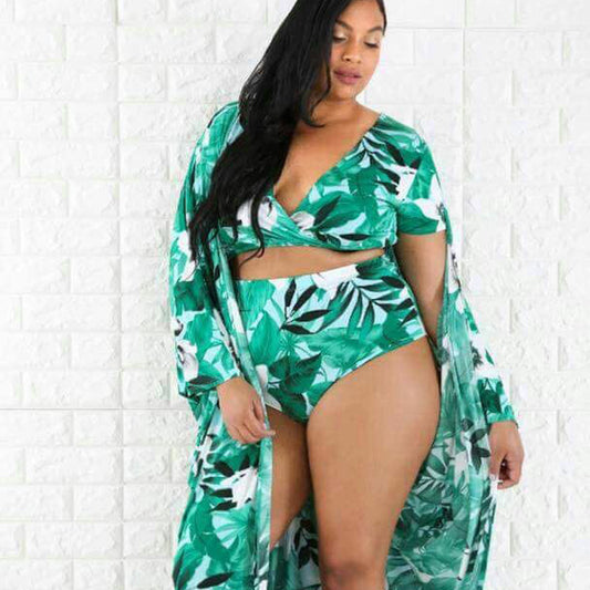 Split swimsuit veil plus size swimsuit