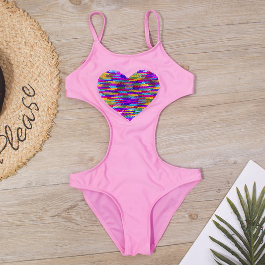 Peach Heart Adjustable Girls One-piece Swimsuit