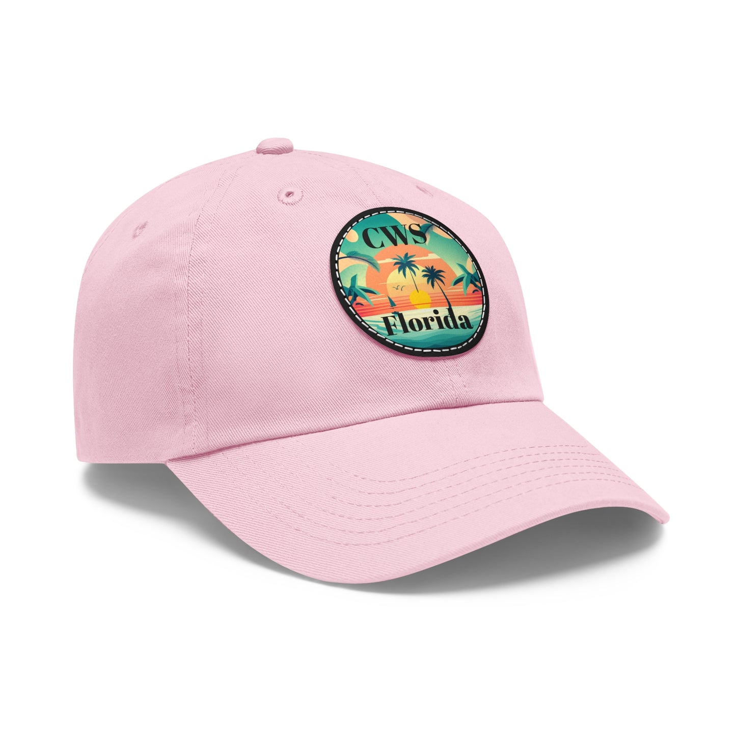 CWS Florida Palm Beach Dad Hat with Leather Patch (Round) By Cozy Winter Store (ships within USA only)