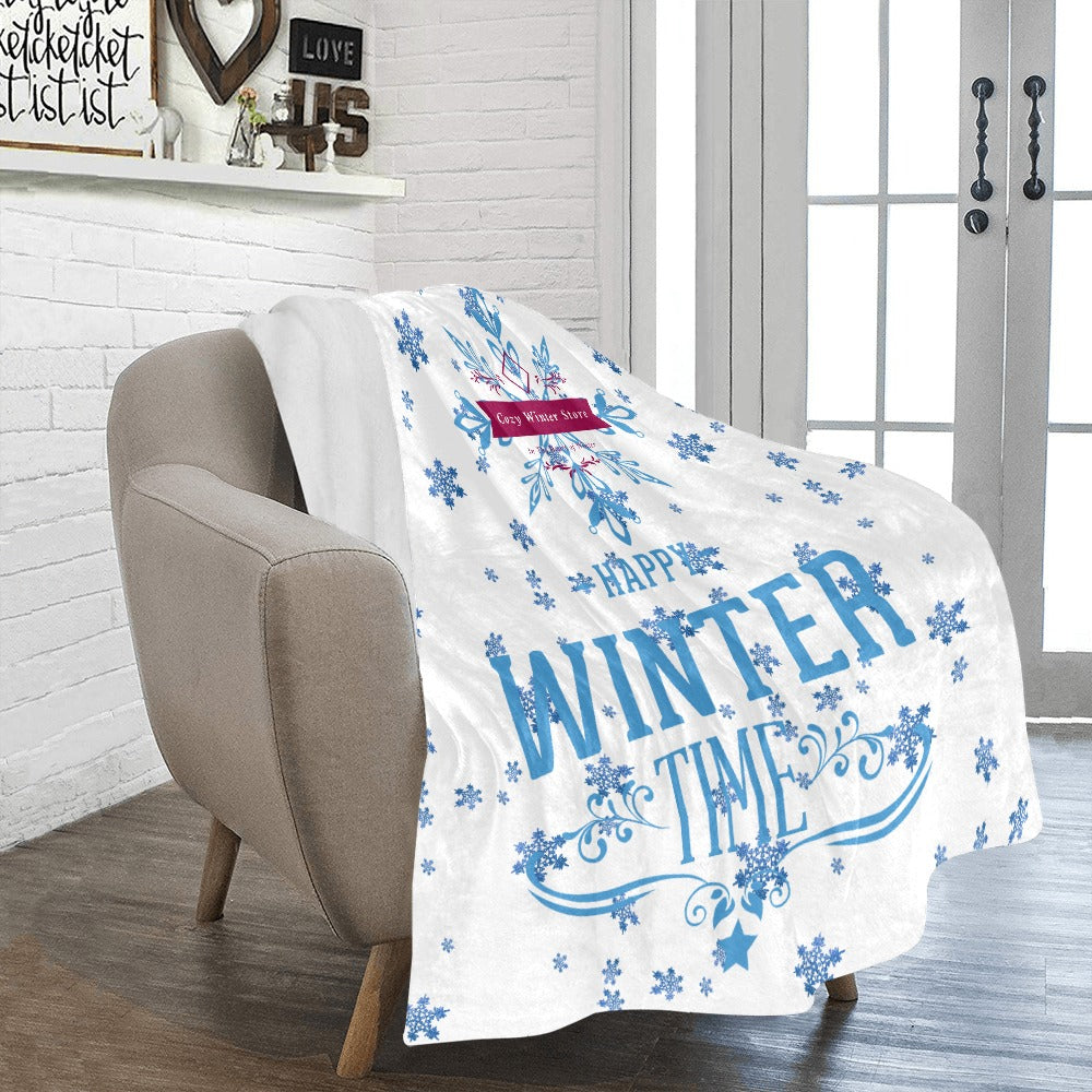 CWS Cozy Blankets " Happy Winter Time"  Ultra-Soft Micro Fleece Blanket 50" x 60"(Made In USA) by Cozy Winter Store