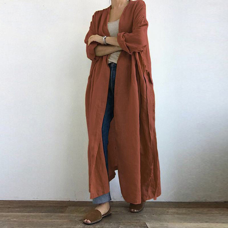 EasyBreeze: Lässiger langärmliger Trenchcoat für Damen für mühelosen Stil und Komfort.