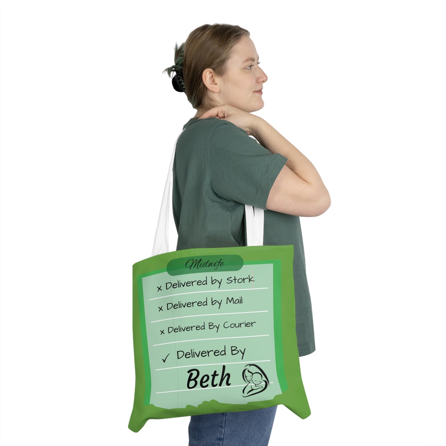 Customer Personalised Design Sara W UK " Bethany" midwife Shoulder Tote Bag (AOP)