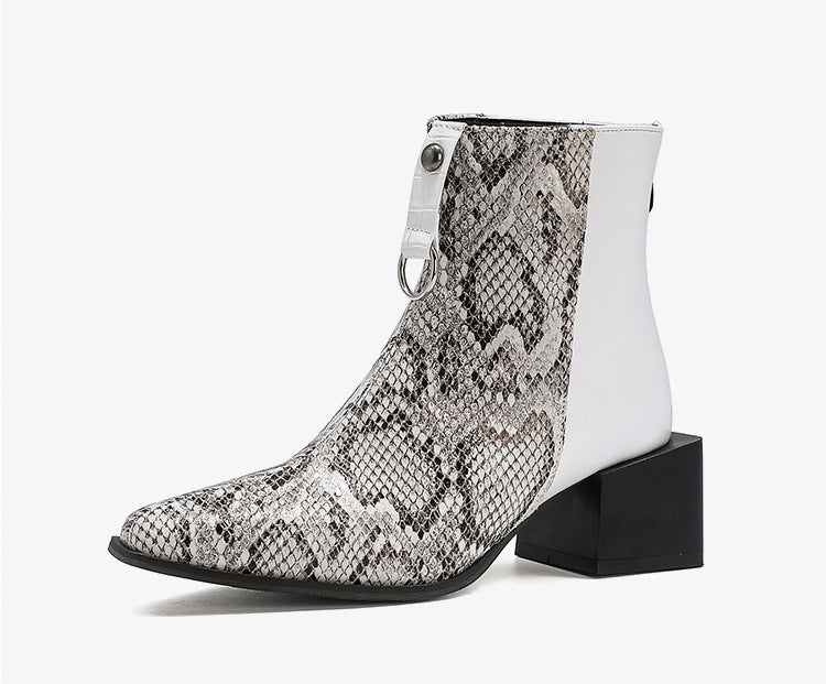 Square boots with metal trim