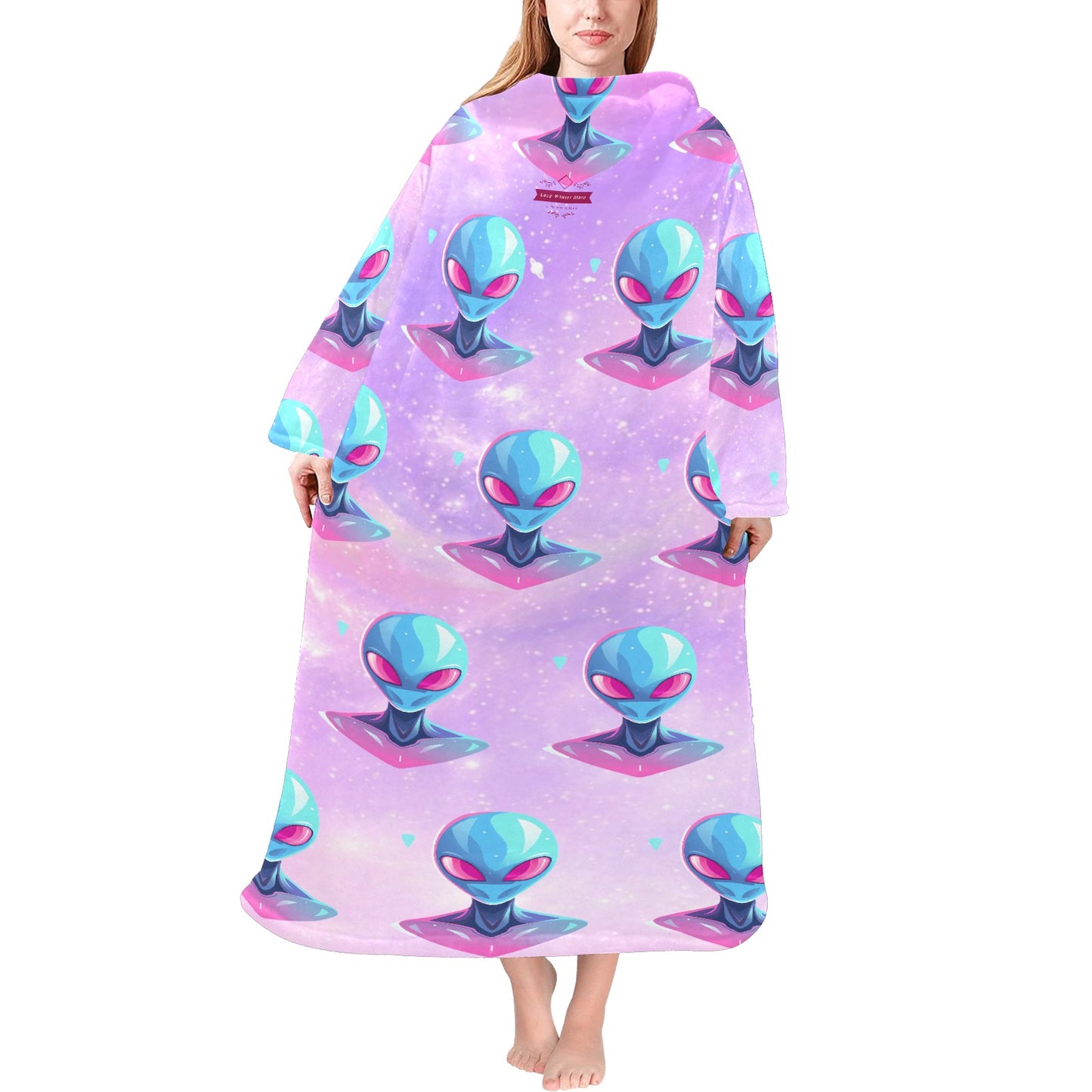 CWS Cozy Vibe Alien Blanket Robe with Sleeves for Adults By Cozy Winter Store