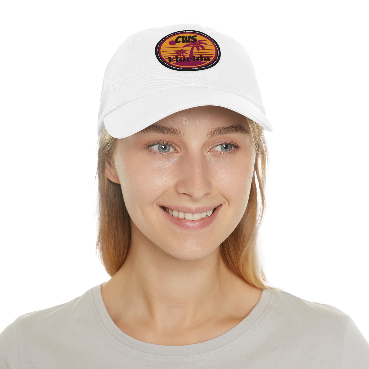 CWS Florida Palm Trees Dad Hat with Leather Patch (Round) By Cozy Winter Store (ships within USA only)