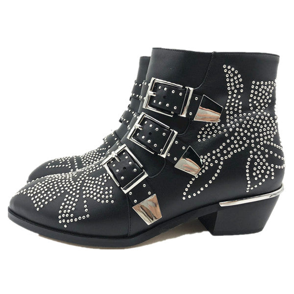 Women's studded plus size short boots