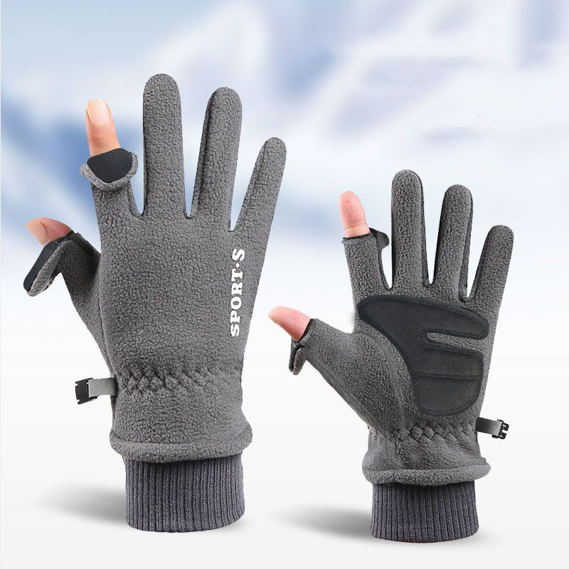 Outdoor-Skihandschuhe, Winter-Polarfleece-Klapphandschuhe, Winterhandschuhe für Herren und Damen sowie verdickte, warme Touchscreen-Handschuhe aus Samt