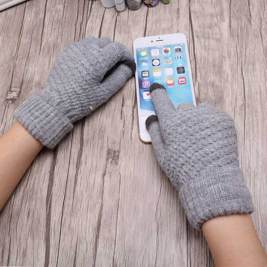 Miya Mona Hot Selling New Women Warm Winter Knitted Full Finger Gloves Mittens Girl Female Solid Woolen Gloves Screen Luvas