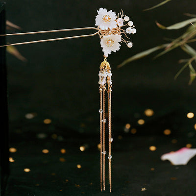 Women's Ancient Style Fairy Gas Plate Flower Hair Accessories Tassel Hairpin