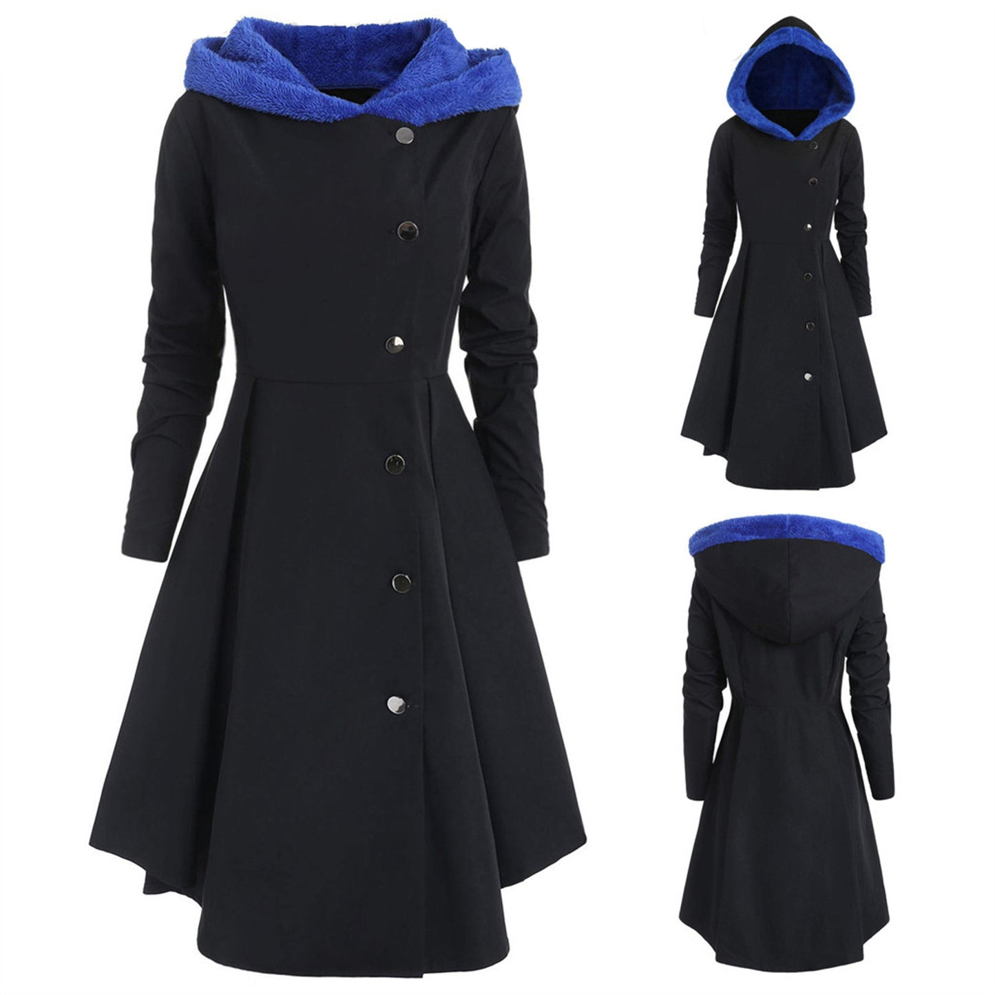 FestiveFlare: Bombshell Christmas trench coat for women, a long hooded coat for a stylish and merry look.