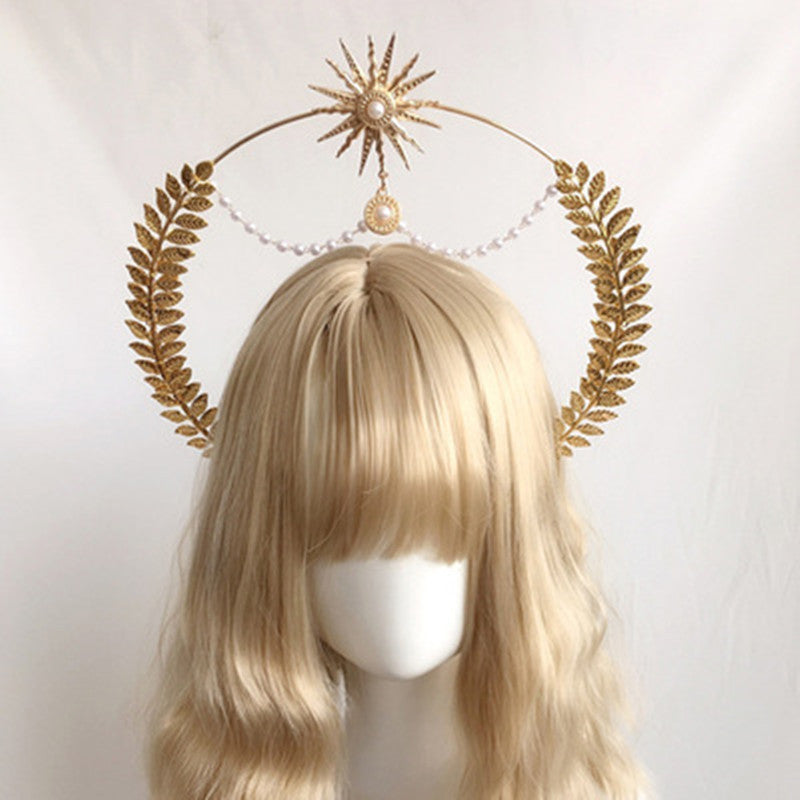 Wheat Ear Cross Feather Church Pope Golden Hair Ornament